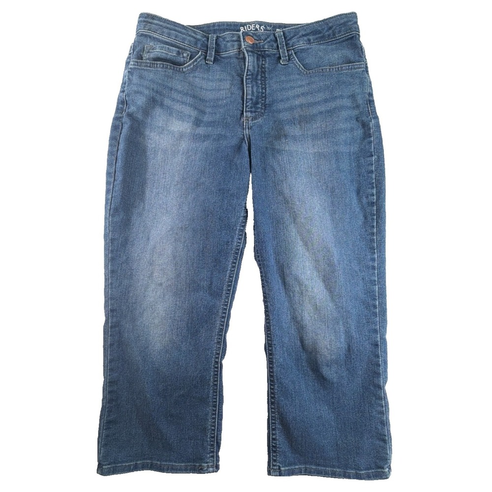 Riders By‎ Lee Capri Jeans Womens 10M Mid Rise Stretch Denim Cropped Blue Pants